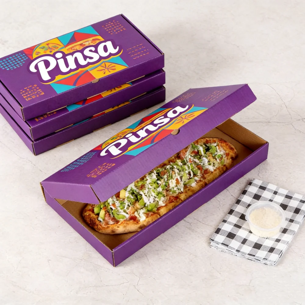 علبة بيتزا للوجبات الجاهزة، علبة بينسا رومانا المموجة القوية التي يمكن التخلص منها مع طباعة شعار مخصص