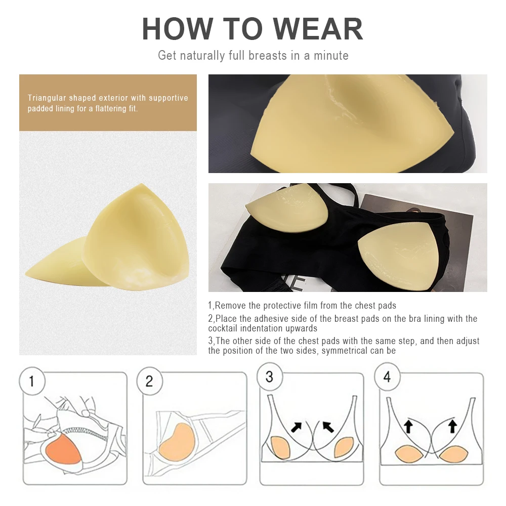 Genérico Snowy Sticky Bra Inserts,Invisible Instant Push-Up
