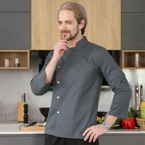 OEM Italian Chef Uniform Lightweight Double-Breasted Jacket with Long Sleeves for Kitchen & Restaurant Use