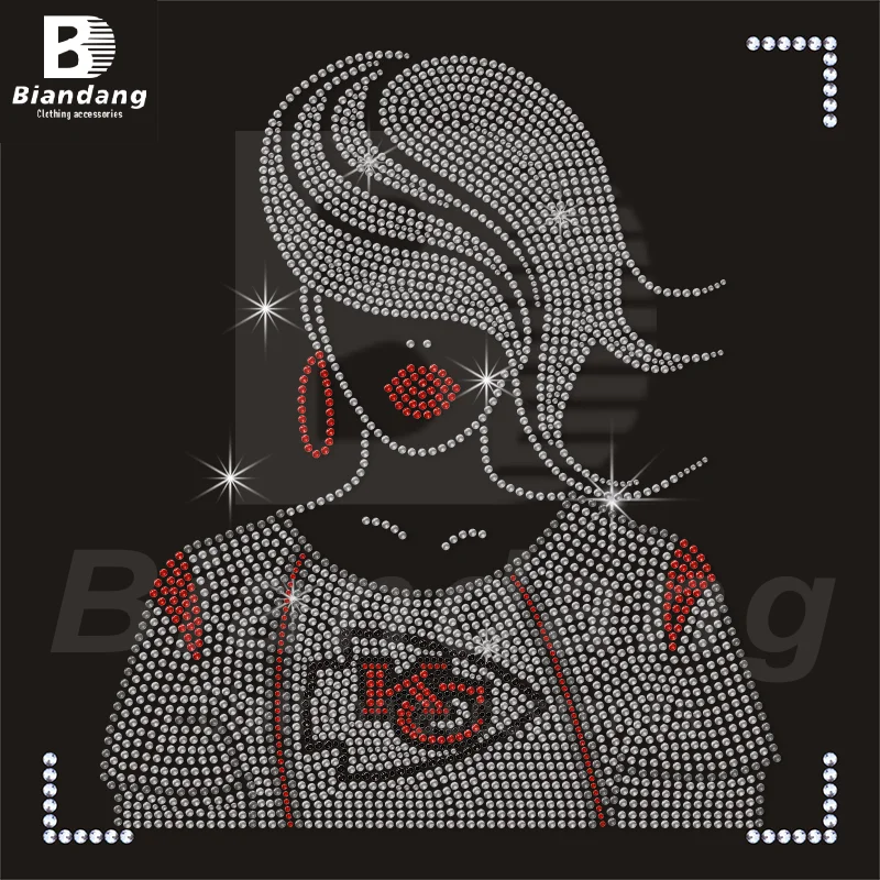 Custom Best NFL Football Team Design Rhinestone Heat Transfer Denver Broncos Iron on Transfer for Clothes