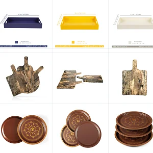 Прямоугольный жесткий пластиковый лоток с принтом под заказ, экологически чистые меламиновые подносы для еды и напитков для домашнего использования