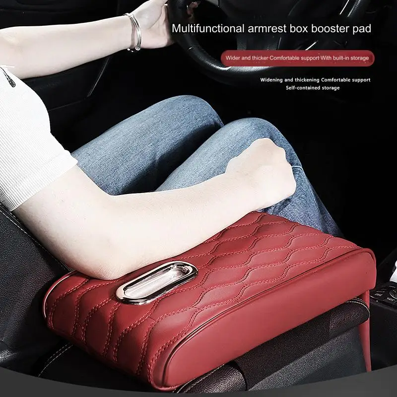 Memory Foam Extender Protector Tissue Holder Facial Napkin Holder With Pocket Leather Armrest Cushion Mat Car Center Console Box