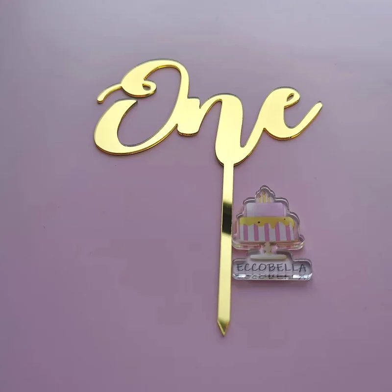 Gold Acrylic Mirror Cake Topper for Baby's Birthday Christmas ...