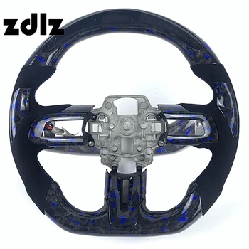 For Ford Mustang GT 2015 2017 2019 2021 2023 Car Interior Accessories LED Forged Carbon Fiber Steering Wheel