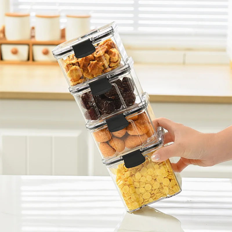 Modern Food Grade PET Plastic Stackable Storage Bins Kitchen Organization Container for Grain Rice Food