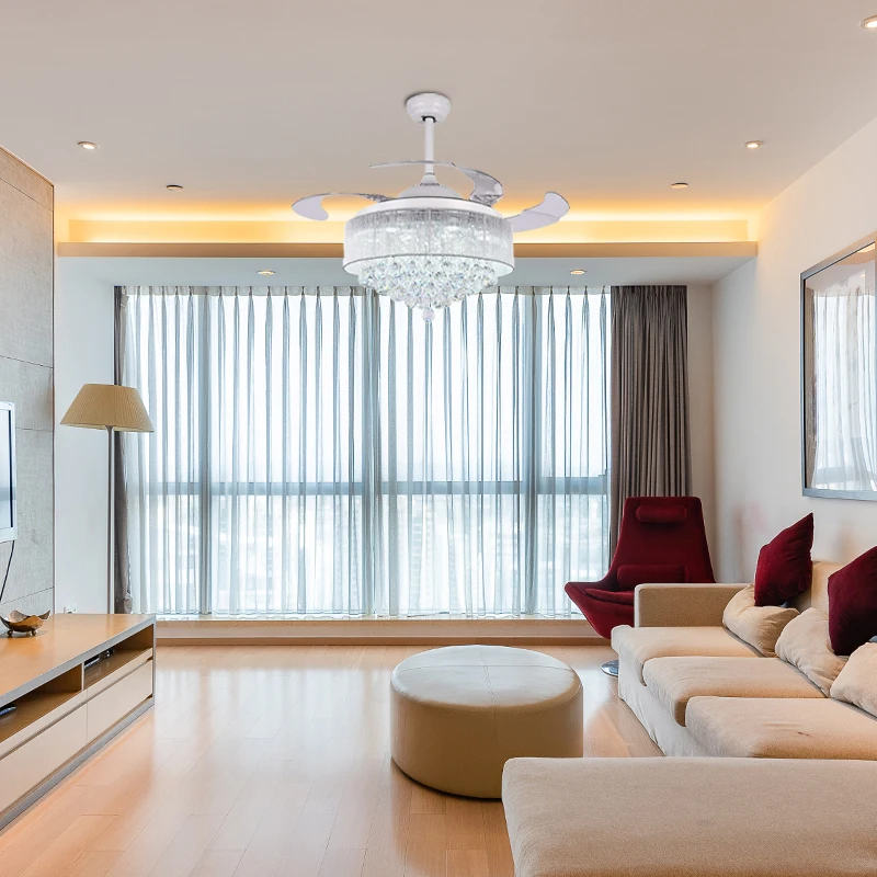 product modern luxury crystal ceiling fan light with switchable led ceiling fan light-1