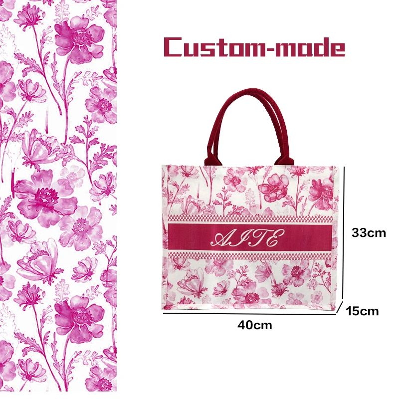 Custom Logo Letter Pattern Cotton Canvas Tote Bag-Medium Size for Wedding Travel & Storage with Personalised Finish