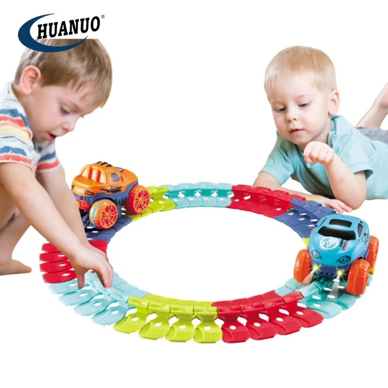 Kids 46PCS Changeable Diy Flexible Assembled Electric Race Car