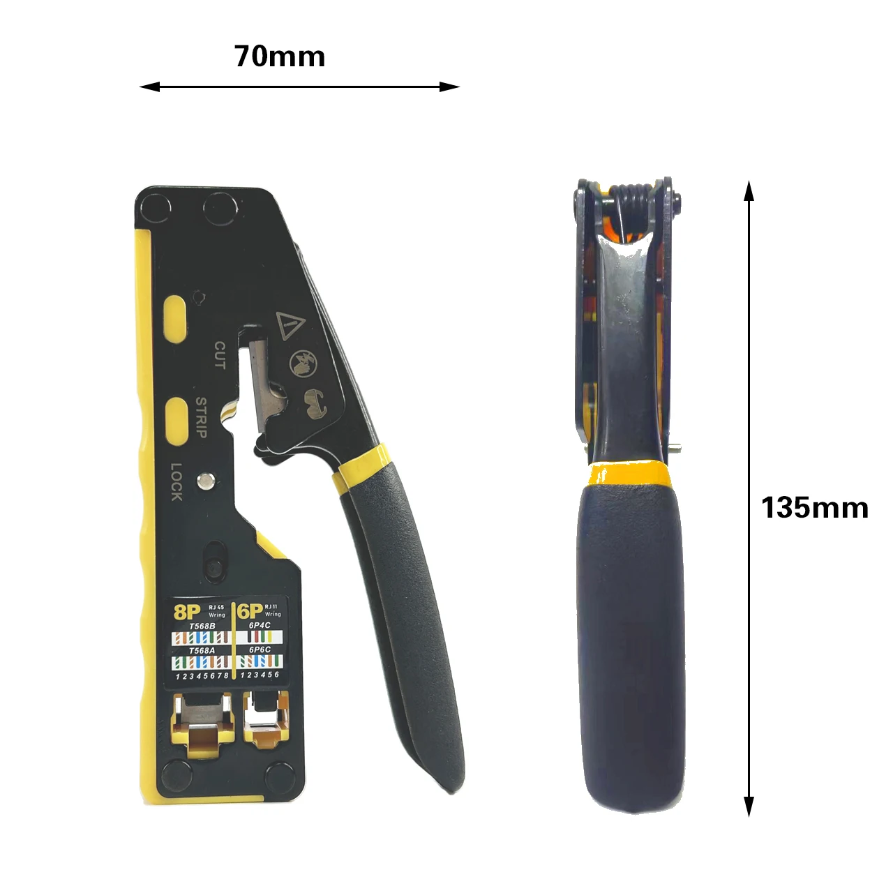 Ethernet Crimping Tool RJ45 Crimp Tool Pass Through Crimper Cutter For Cat6a Cat6 Cat5 Cat5e 8P8C Modular Connector Ethernet Crimper Tool Rj45 Cable