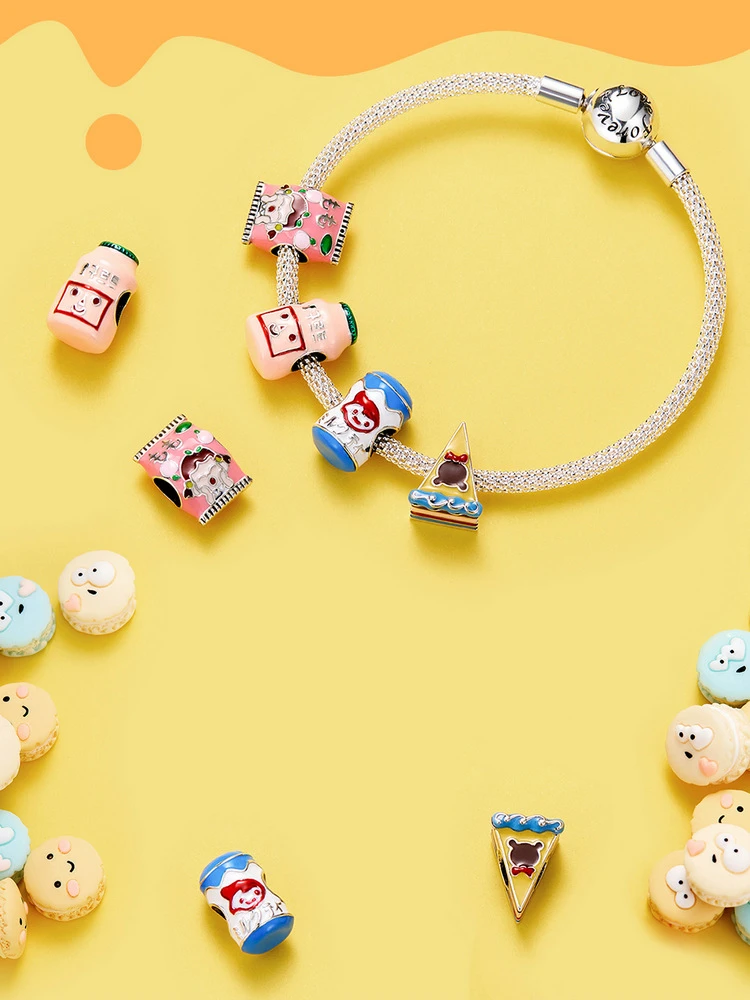 Custom 925 Sterling Silver Charms Manufacturer Cake Pendant Bracelet