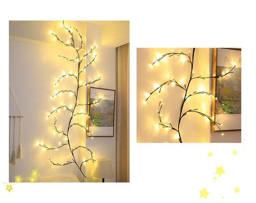 KIYTARBOO Luci fai da te Willow Vine illuminate per albero di salice, luci con telecomando, timer 144 LED, per Natale, camera da letto, porta, decorazione da parete, 4,3 m, luce calda per