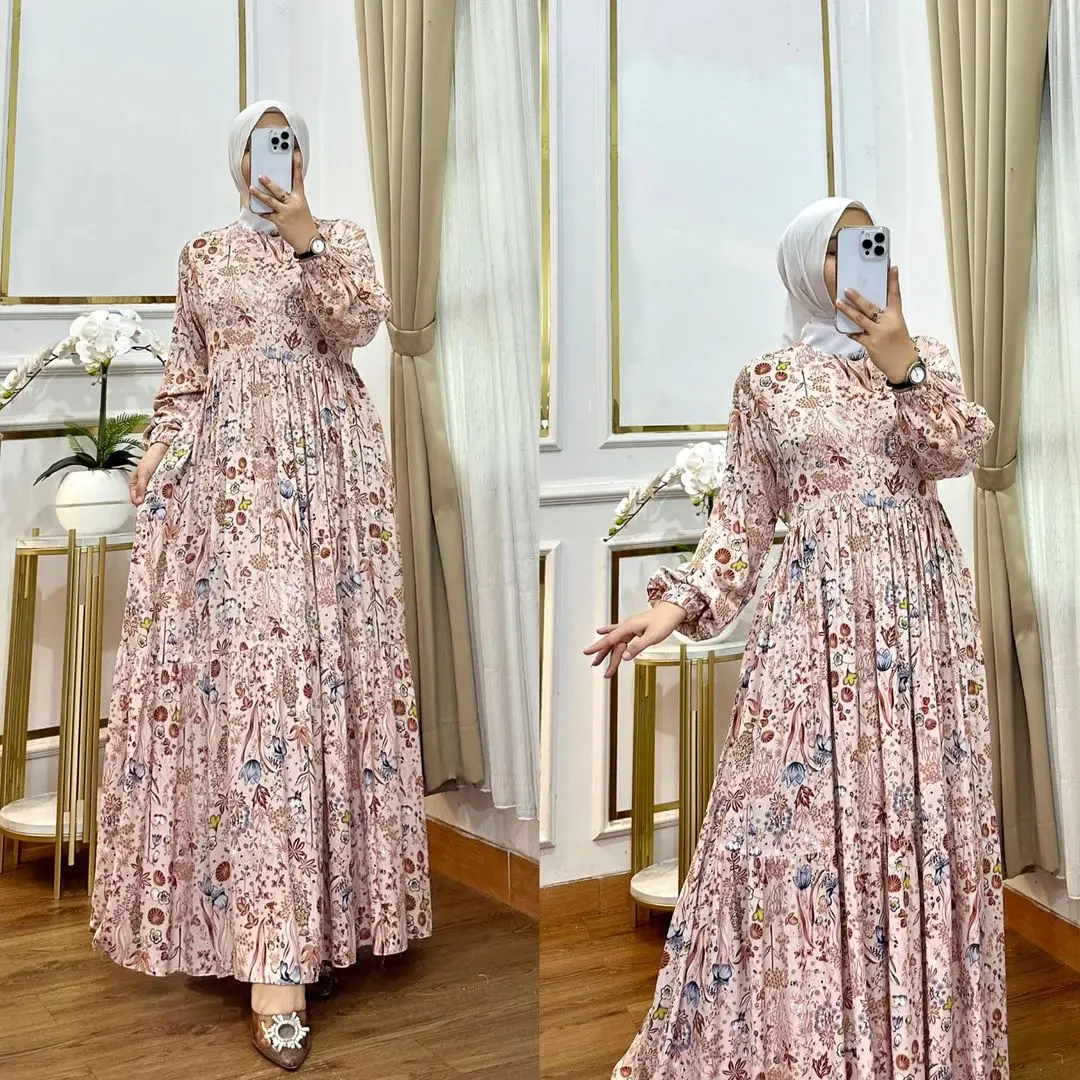 Eid Al-Fitr Latest Design Luxury Loose Abaya Women's Muslim Long-sleeved Dress Embroidered Evening Gown in Dubai, Turkey