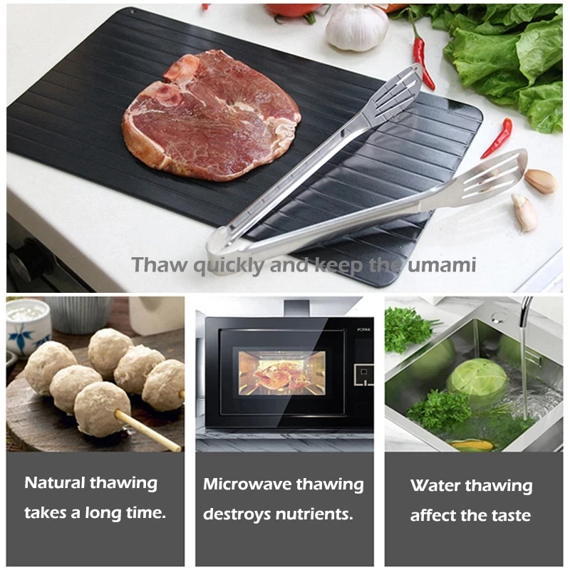 Aluminum Alloy Fast Defrosting Tray Frozen Food Thaw Plate Environmental Friendly Chopping Board Kitchen Thawing Tools