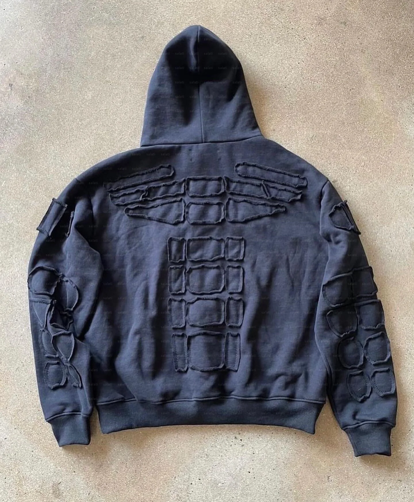 Custom Fleece Pullover Hooded Sweatshirts Unisex Heavyweight 100% Cotton Oversized Vintage Acid Wash 3D Embossed Hoodie for Men gallery 3