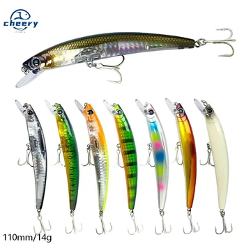 Cheery Lure 11cm/14g Floating Minnow Artificial Hard Bait Stainless Steel With Hooks Sea Fishing Long Distance Throwing Bionic – Minnow – view 2