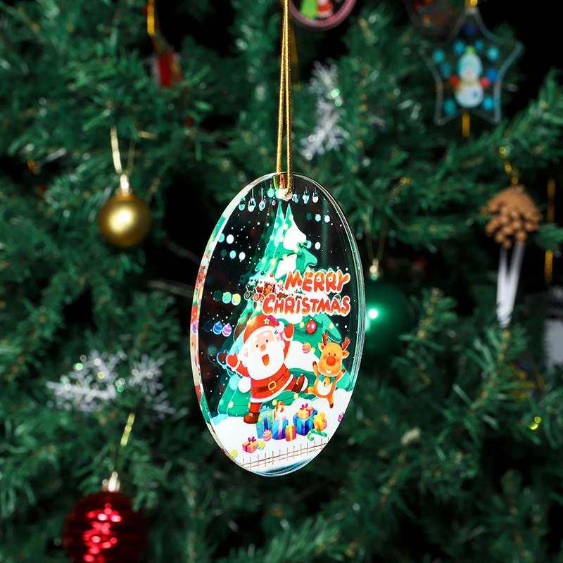 product factory uv printing custom oval merry christmas ornament gifts glass pendant christmas decoration supplier-37