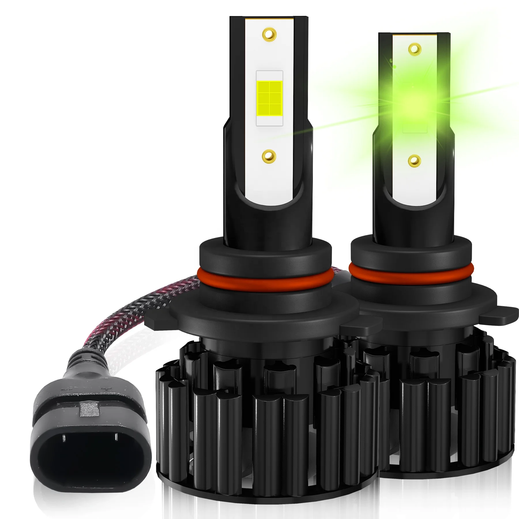 High Power Canbus Z3 Csp Zes Chip H4 H7 H11 9006 9007 Lime Green Light 8000k Aluminum Led Headlights