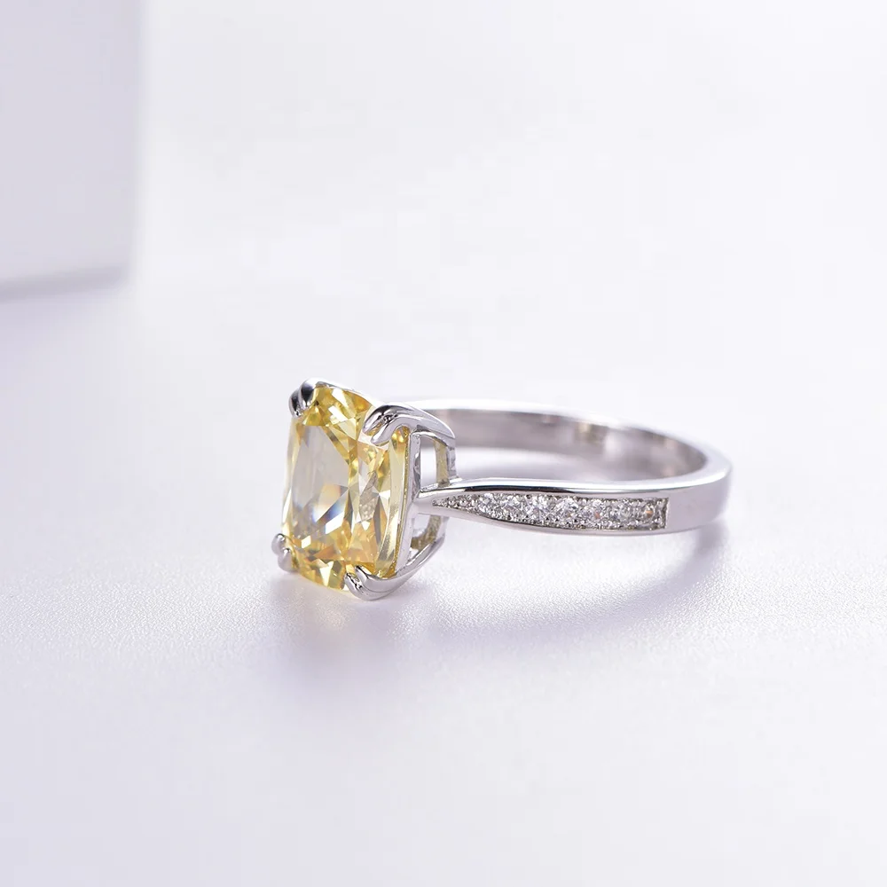 golden cz rings jewelry Customize 925 sterling silver zircon ring 925 canary zircon stone rings for Women