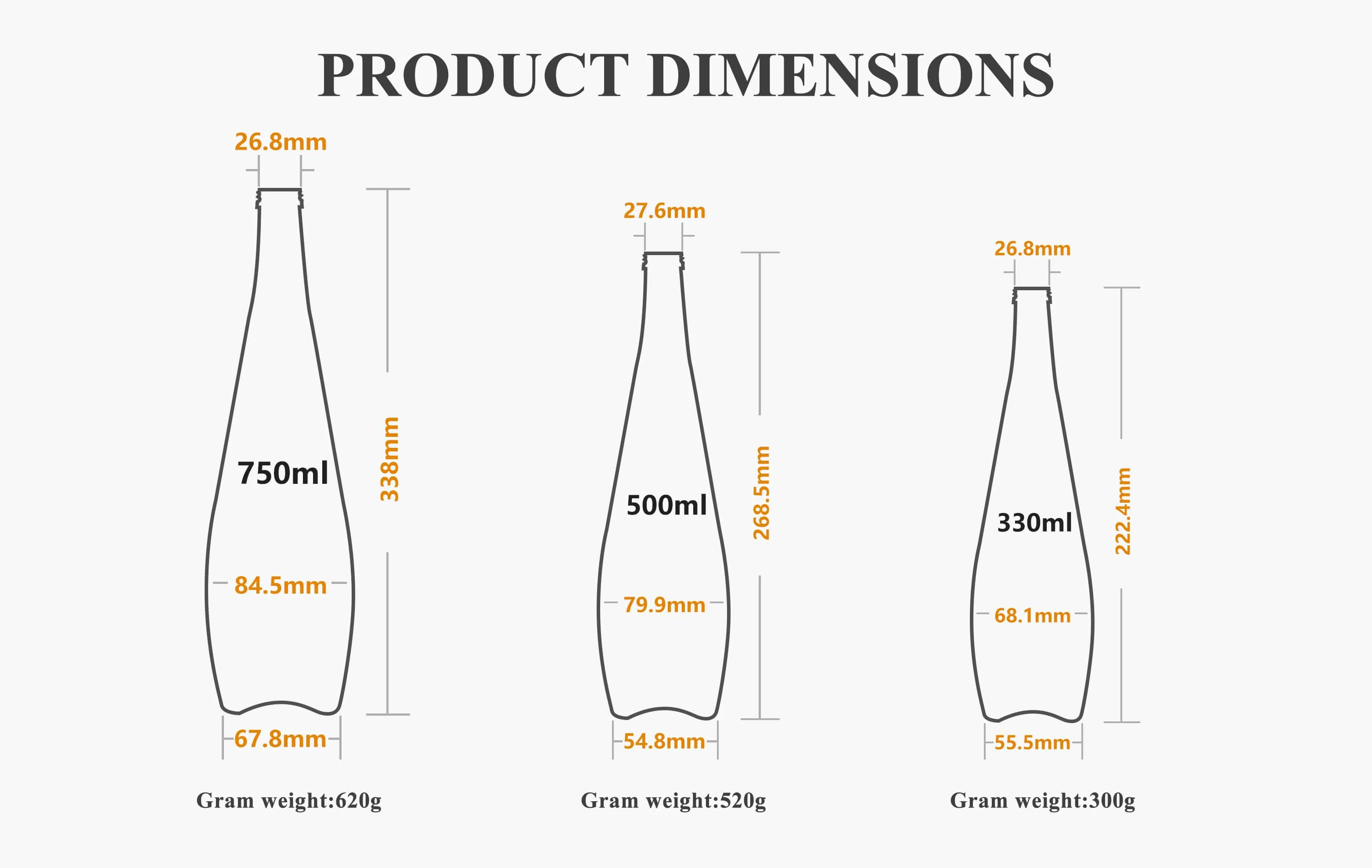 330ml 500ml 750ml Glass Mineral Water Bottle For Mineral Water Soda ...