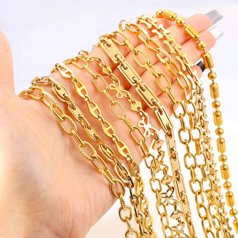 18K Gold Plated Stainless Steel Metal Chain Accessories Geometric ...