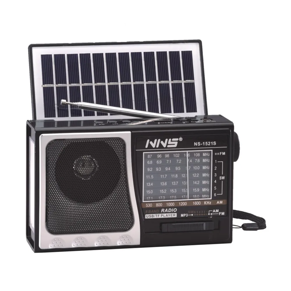 NS- 1520S FM AM SW1-6 8 Band Vintage Retro Radio Rechargeable Radio With USB SD TF Mp3 With Solar panel