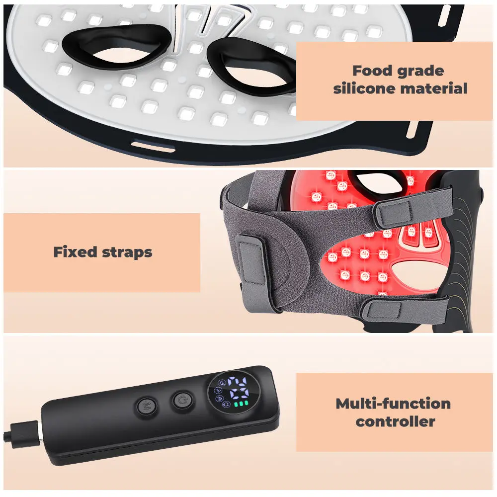 4 Colors Silicone LED Light Therapy Beauty Mask NIR Near Infrared Facial Face Red Light Therapy Mask