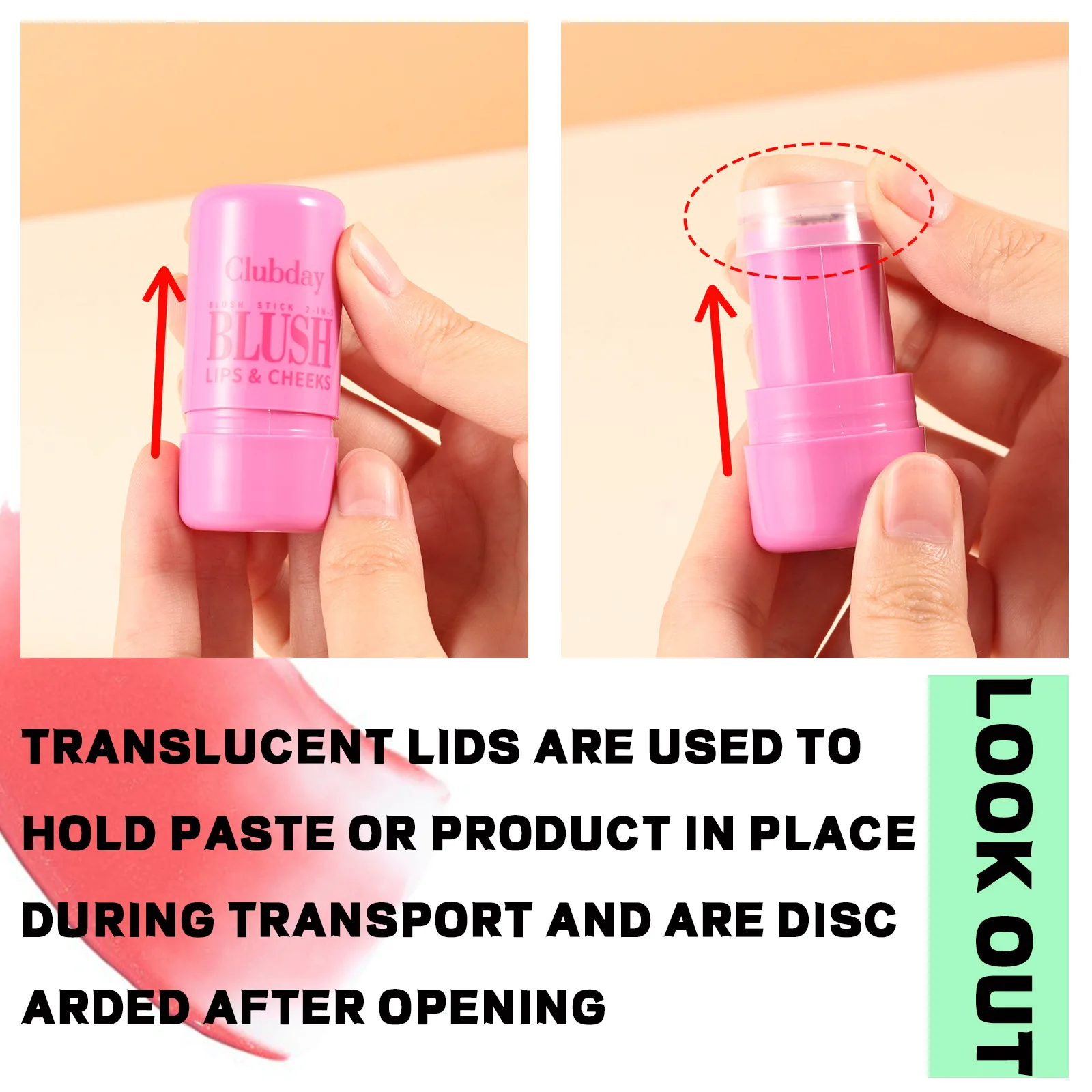 Clubday Vegan Tinted Moisture Stick Jelly Tint Lip Cheek Blush Moisturizer Soft Lightweight Rose Stain Jelly Tint Blush