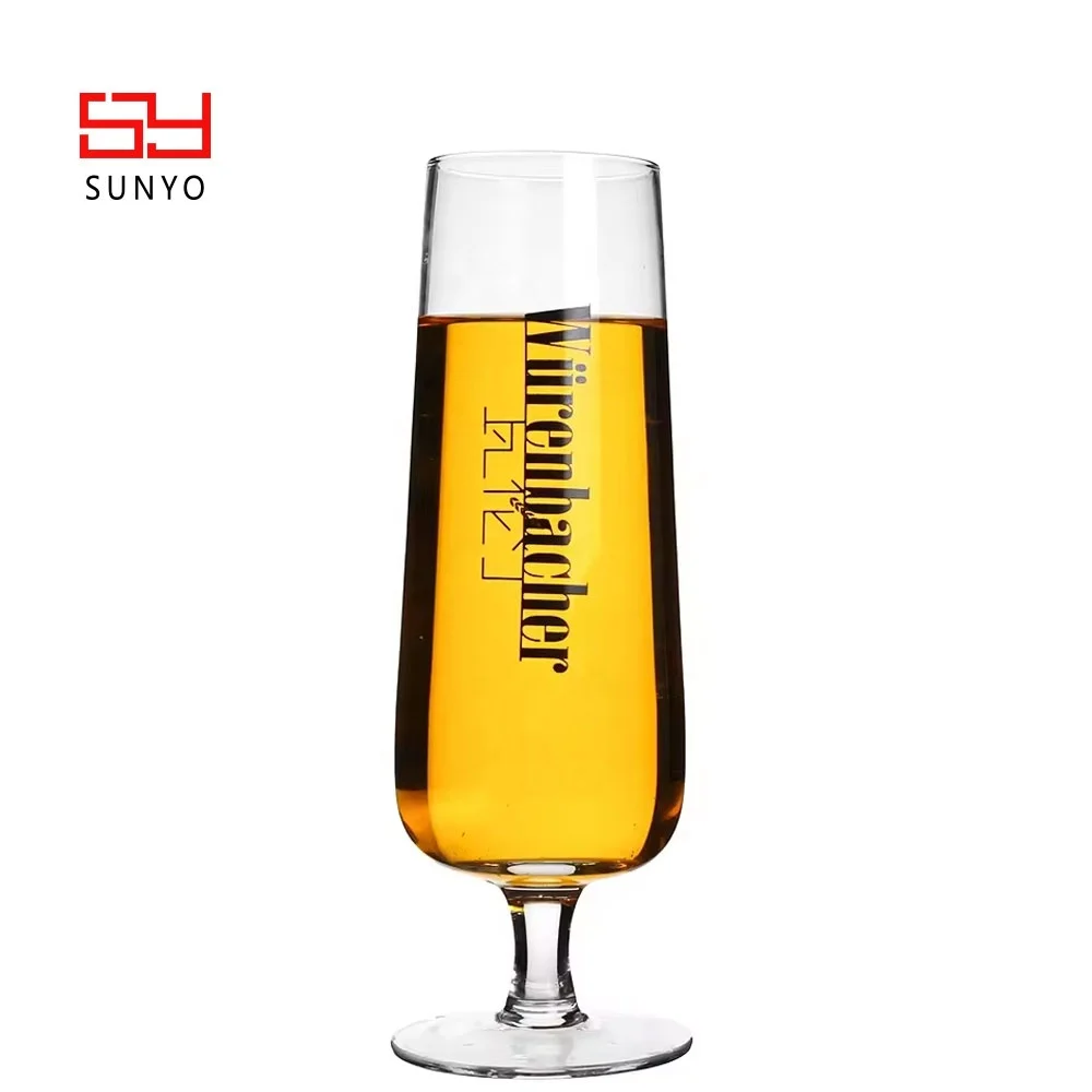 Commercial Labelled Logo Reusable Hard Cup Frozen Glass Short Stem Custom Printed Beer Glass for Bar