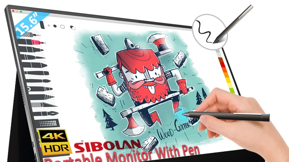 Sibolan Touch 4k Portable Monitor 15.6 Inch Screen Portable Monitor For