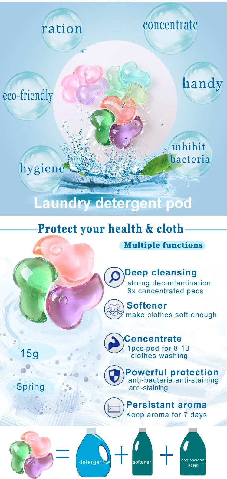 3 in 1powder hand soap liquid laundry soap capsules active oxygen cleaner detergent in capsule from machine