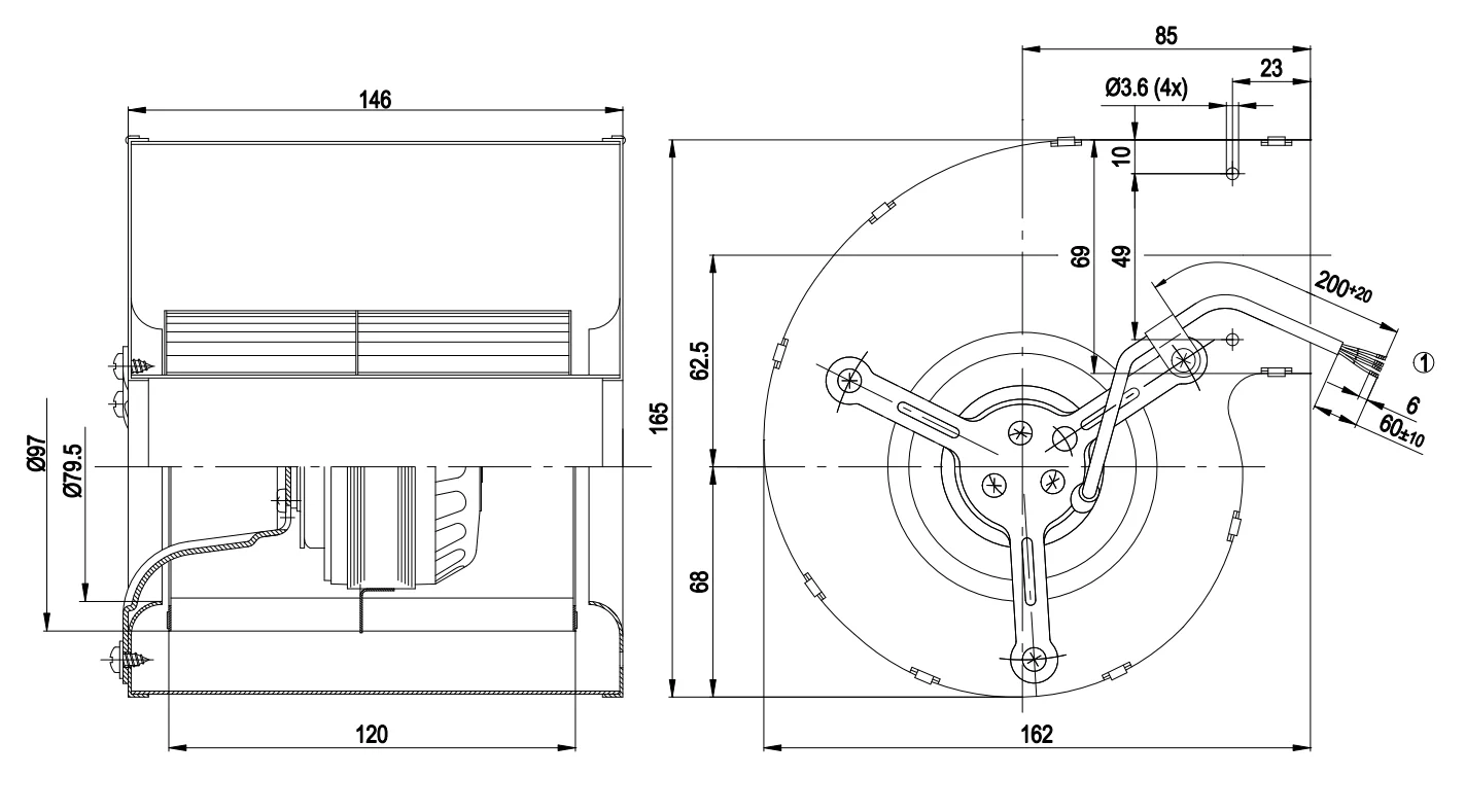 Ball Bearing, D2E097-BI56-02, 162x165mm, 230VAC, 0.39A - detail 16