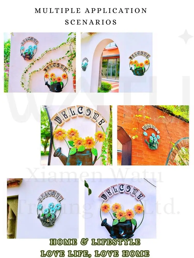 Home Garden Ornaments Wall Decoration Decor Flower Basket Artificial