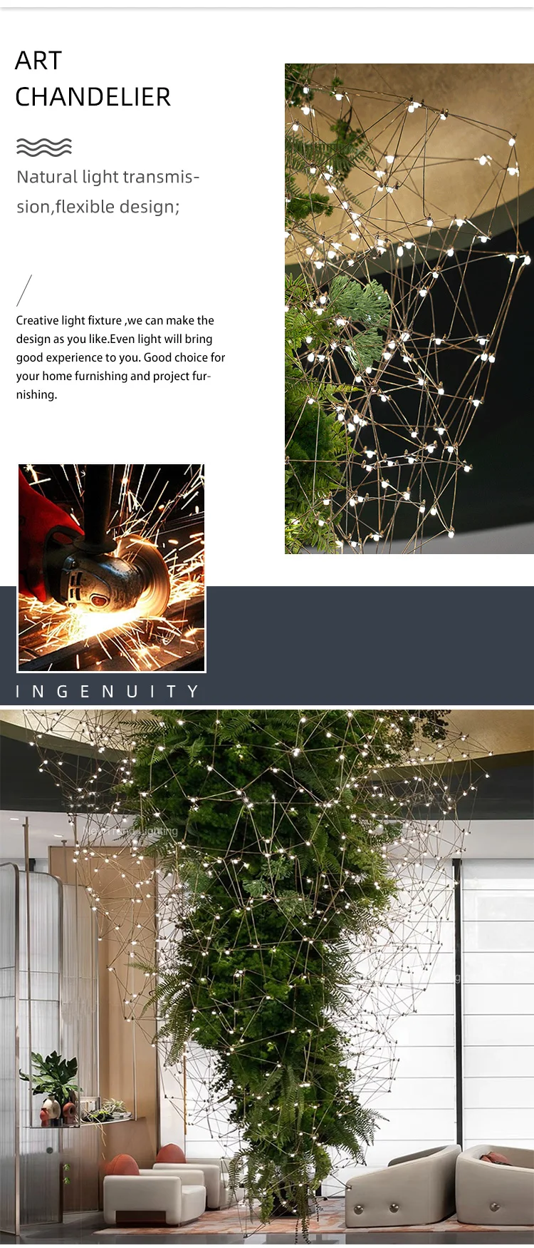cpl 262 custom indoor landscape decoration lighting nature inspired lamp tree shape led chandelier-1