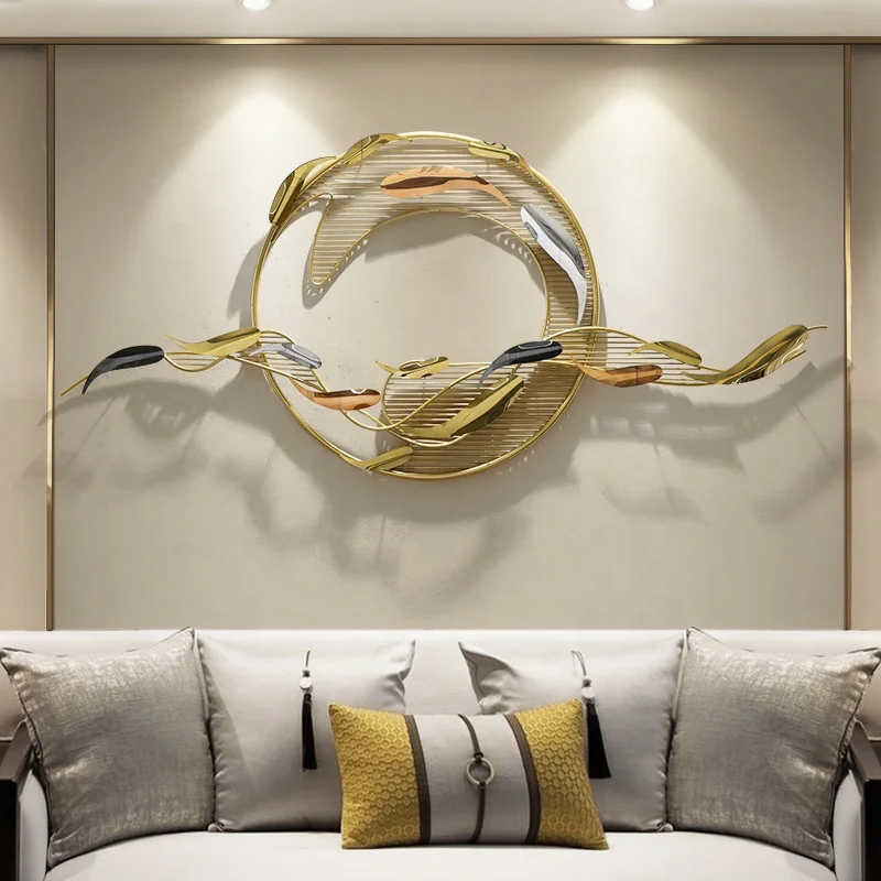 High Quality Modern Simple Sofa Background Wall Hanging Metal Fish Wall Art  Decor With Round Frame For Bedroom Living Room - Buy Home Decorative Fish  Design Wrought Iron Wall Hanging For Livingroom