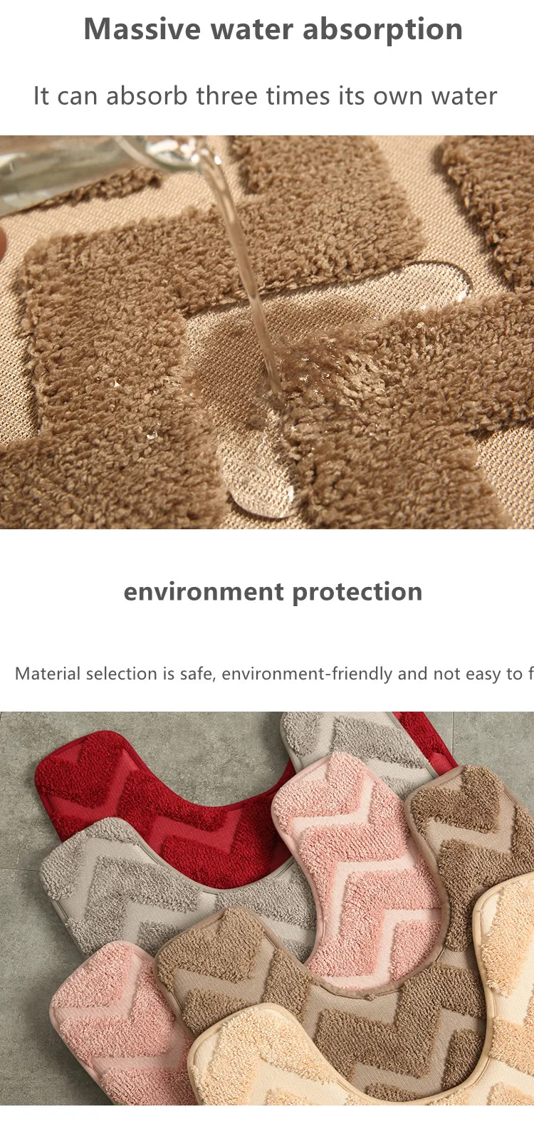 100% Polyester Household Door Mat Set - Absorbent, Non-Slip Bathroom and Kitchen Floor Mats, Two-Piece Toilet Rug Set for Enhanced Traction and Cleanliness supplier