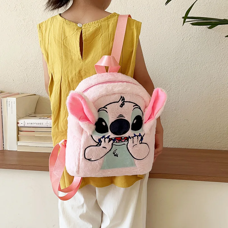 Lovely Cartoon Cute Stitch Plush Schoolbags High-Capacity Anti-Lost Backpacks Waterproof Travel Knapsack Storage for Children