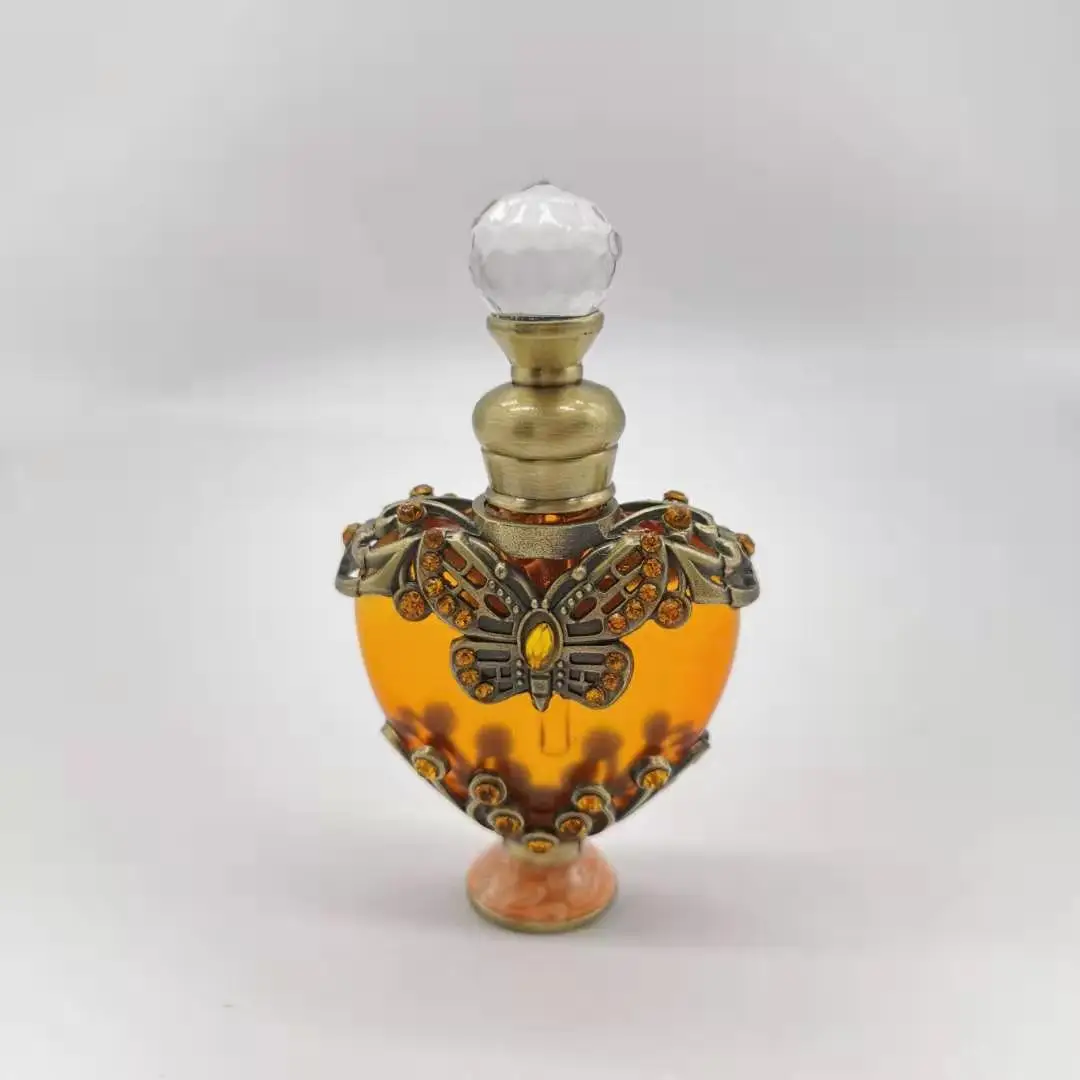 10ml Unique Arabic Style Metal Essential Oil Attar Perfume Glass Bottles with Glass Stick