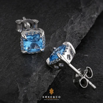 OUTLETISSIMO® ORECCHINI UOMO ARGENTO ACCIAIO DIAMANTE CZ QUADRATO 8mm UN22