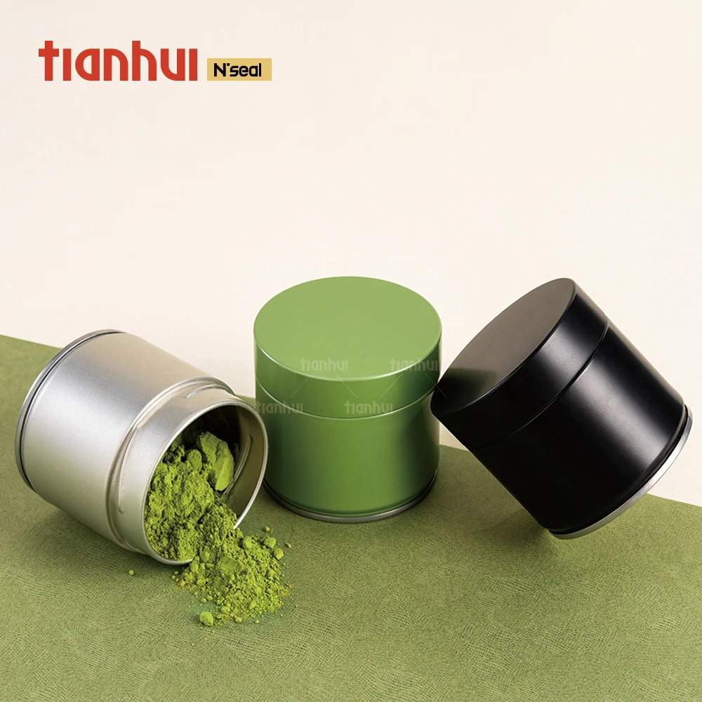 Пустые мини жестяные банки Tianhui для хранения матча, круглые герметичные банки для чая