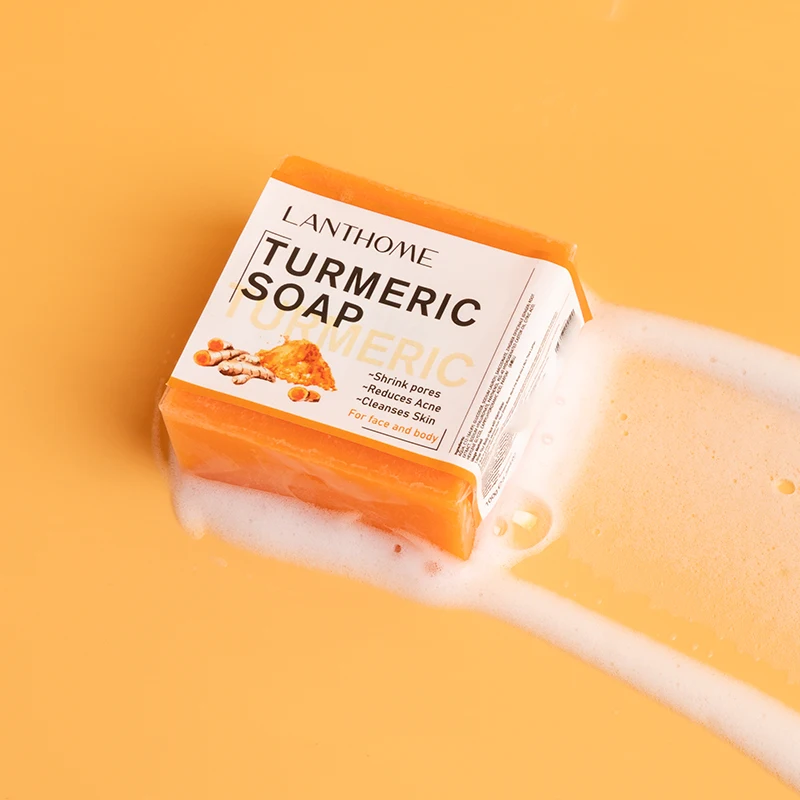 Lanthome Private Label Best Seller Soap Skin Bright Helps Dark Spots Organic Natural Bath Soap Handmade Turmeric Soap