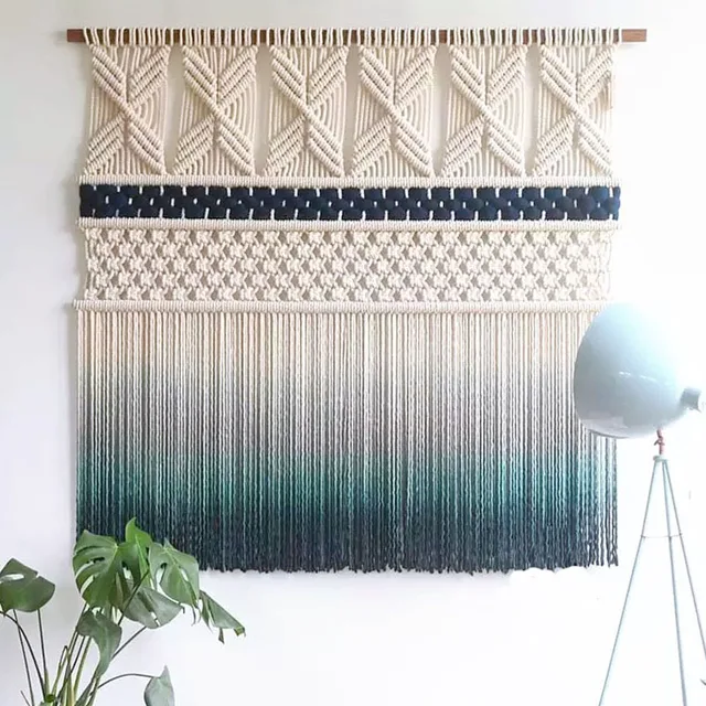 Excellent home decor pretty colorful bohemian macrame cotton wall hanging tapestry door cover macrame wall hanging