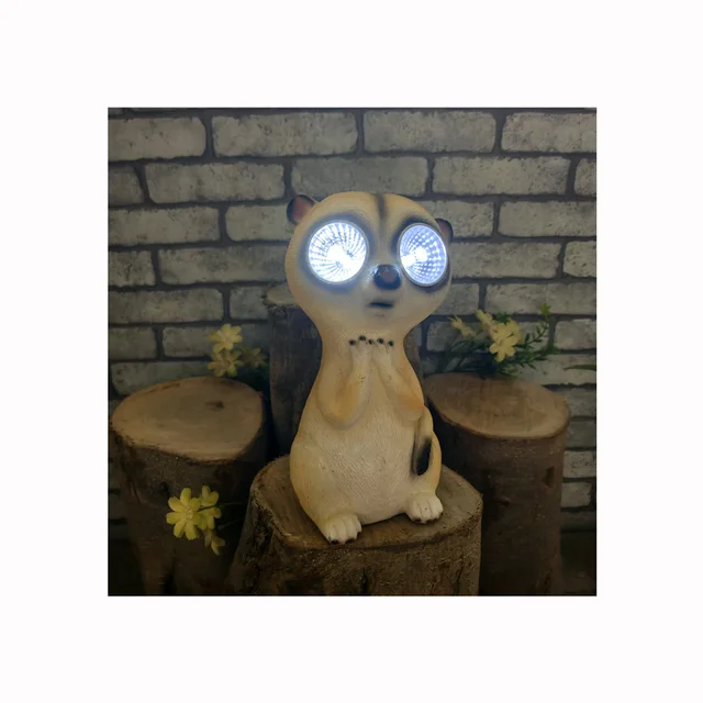 Solar Waterproof Polyresin Garden Sculpture Resin Meerkat Solar Statue Garden Ornaments Animals Wholesale Solar Garden Lights