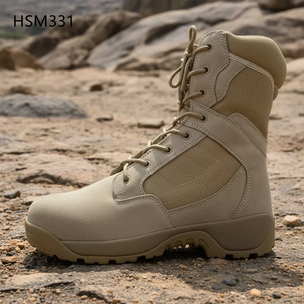 HY,Saudi Arabia Popular ultra Anti-shock EVA+rubber Sole Tactical Boots Border Patrol Warm Thickened Collar Desert Boots HSM331