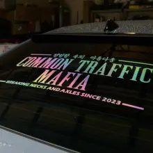 Weatherproof Custom Holographic Rainbow Effect Rear Windshield Banner Car Window Stickers Die Cut Vinyl Transfer Car Stickers