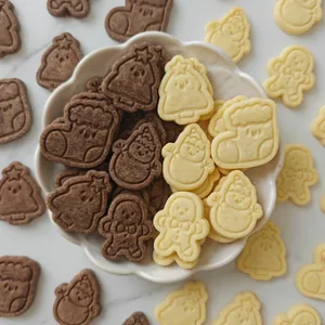 Christmas Cake Decorative Mix Pack Santa Tree Elk Cookie for Party Cupcake Dessert Hard Texture Packaged in Bag