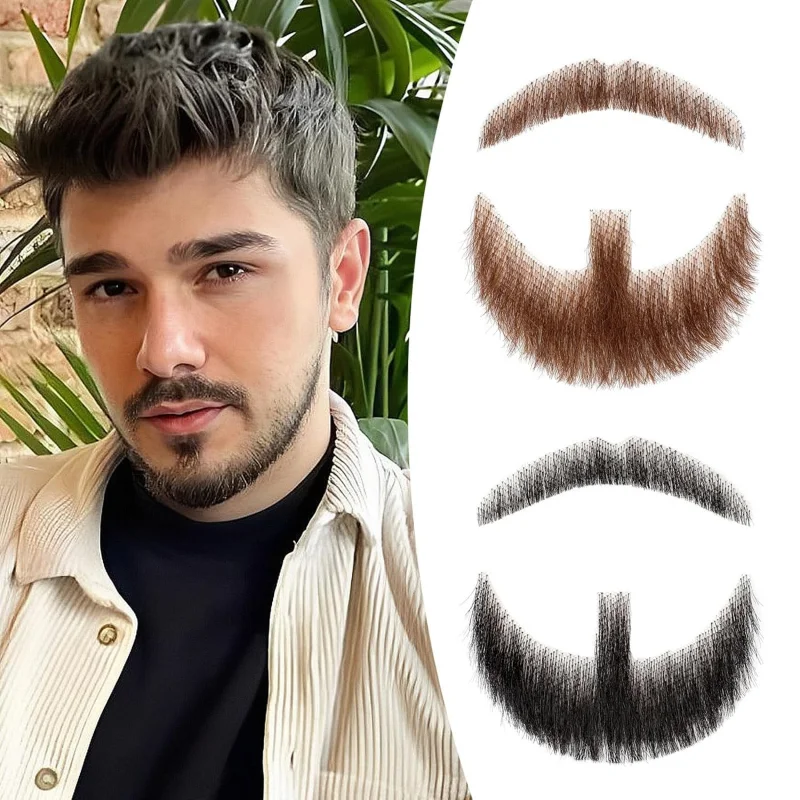 Herren Kunst haar Bart Percke Echthaar Bart Prop Paste Make-up Schnurrbart  und Brte fr Mnner