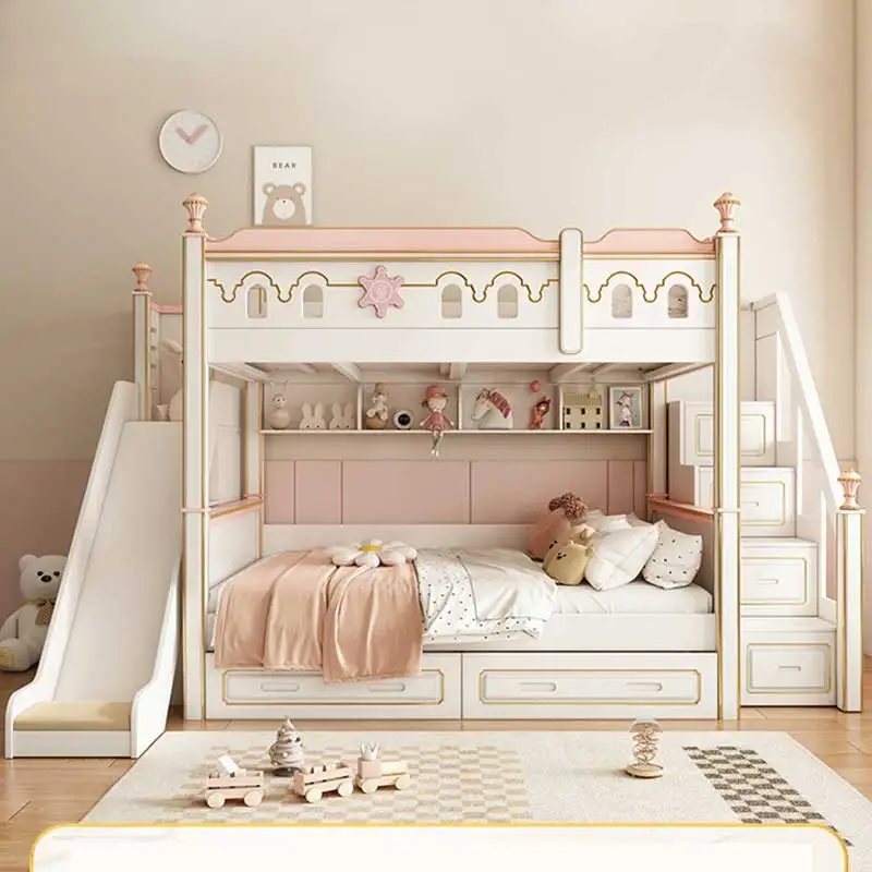 Modern Wood Adult Children Double Bunk Bed Luxury Storage