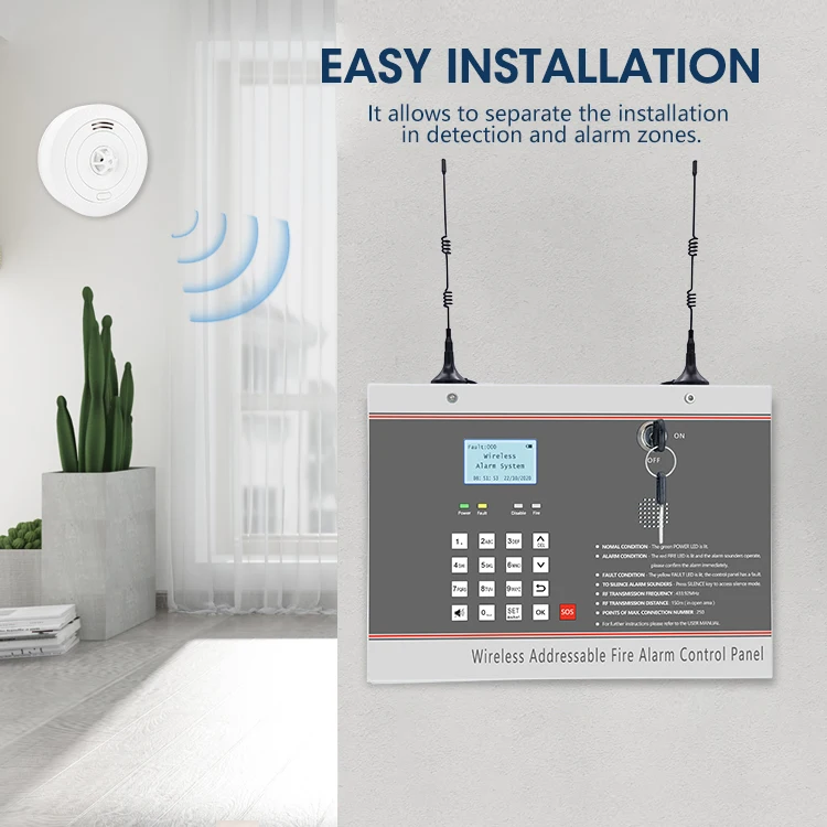 Wireless Addressable Fire Alarm System Wireless Addressable Fire Alarm Control Panel with Factory Price