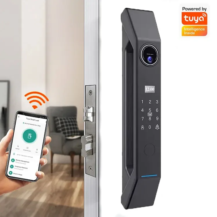 Smart Sliding Lock Fingerprint Finger Vein Intercom Automatic Cat Eye 3D Face Recognition APP Control Smart Doorlock With Camera