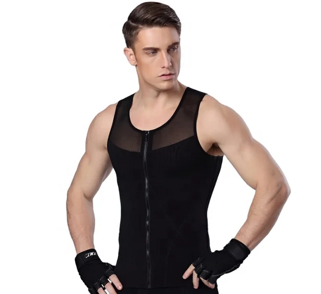 Men Compression Seamless Slimming Vest Waist Trainer Tank Top Tummy Control Band